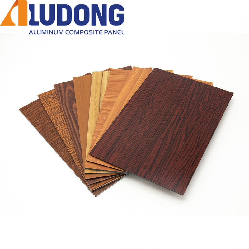 Grão de madeira de fábrica OEM ACP 4mm, revestimento PVDF, superfície anti-riscos para revestimento de parede interior exterior mais vendido