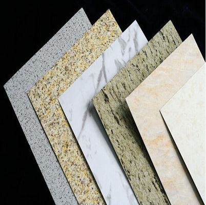 Painel composto de alumínio PVDF de 4 mm, acabamento de grãos de mármore de alto brilho, painel de Alucobond para hotel de luxo, revestimento de parede, decoração de lobby